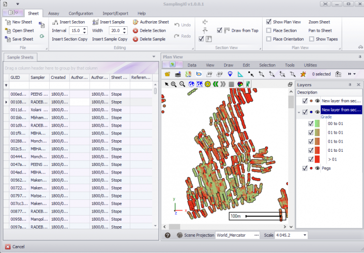 Sampling sections in graphics